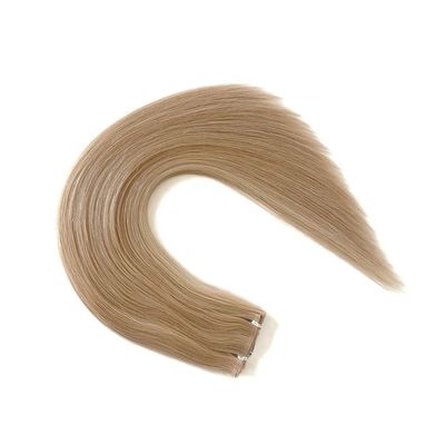 Volle Zahlung Doppelt gezogene Flachspur Russische Remy menschliche Haare Haut PU Weft Haarverlängerungen