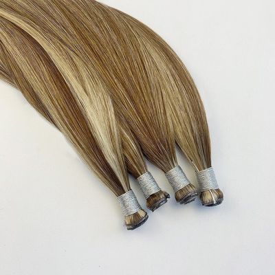 Gerade russische dünne unsichtbare Genie Gewebe Haarverlängerungen doppelt gezogenes menschliches Haar