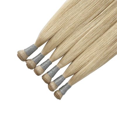 Handgebundenes Geflecht 12A Doppelt gezogenes menschliches Haar Handgebundenes Geflecht Verlängerung Dicke End Russisch