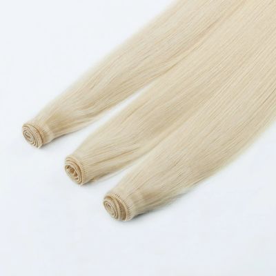 Genius Weft Upgrade Handgebundene Weft Weft Weich und dünn Dunkelfarbe Haarverlängerung Keine Vergießung