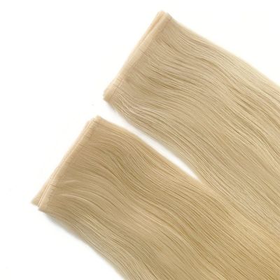 Doppel gezeichnet Blonde Farbe Haut PU Flat Weft menschliche Haarverlängerung für gerade Stil