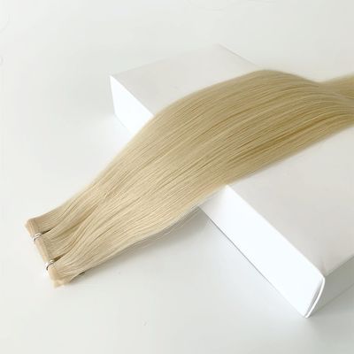 Doppel gezeichnet Blonde Farbe Haut PU Flat Weft menschliche Haarverlängerung für gerade Stil