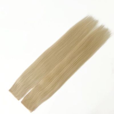 Doppel gezeichnet Blonde Farbe Haut PU Flat Weft menschliche Haarverlängerung für gerade Stil