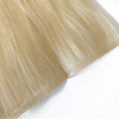 Doppel gezeichnet Blonde Farbe Haut PU Flat Weft menschliche Haarverlängerung für gerade Stil