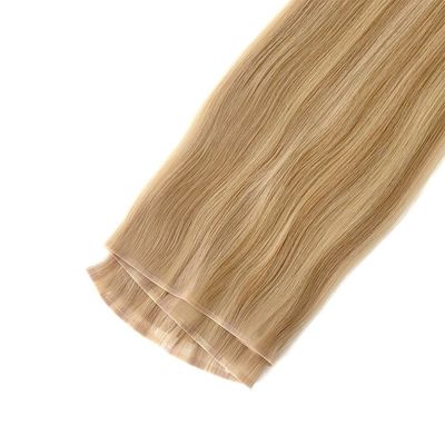 Volle Zahlung Doppelt gezogene Flachspur Russische Remy menschliche Haare Haut PU Weft Haarverlängerungen
