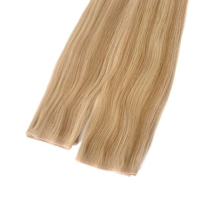 Volle Zahlung Doppelt gezogene Flachspur Russische Remy menschliche Haare Haut PU Weft Haarverlängerungen