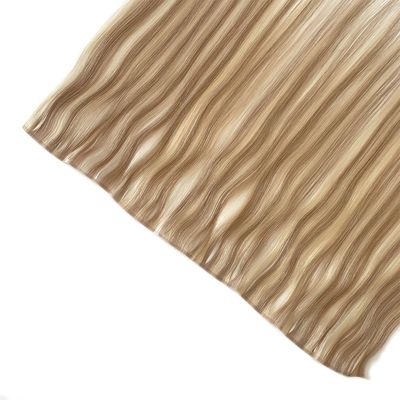 Volle Zahlung Doppelt gezogene Flachspur Russische Remy menschliche Haare Haut PU Weft Haarverlängerungen