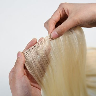 Doppel gezeichnet Blondine Genius Weft menschliche Haarverlängerungen Keine Verwirrung 30-Tage Rückerstattung