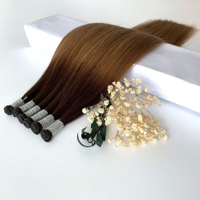 Doppelt gezogene menschliche Jungfrau Haare Erweiterungen Genius Weft in 0,300kg Paket Bruttogewicht