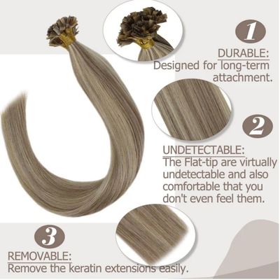 Versand DHL 20-28 Zoll Flachspitze Haarverlängerungen Doppelziehkeratin Gerade Stil