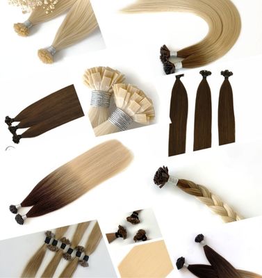 Italienische Remy-Haare Doppelgezogene Flachspitze Keratin-Haarverlängerungen mit Zahlung