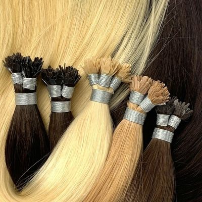 Doppelt gezogene Remy-Haarverlängerungen in U/I/Y-Spitze mit Flachspitze Keratin