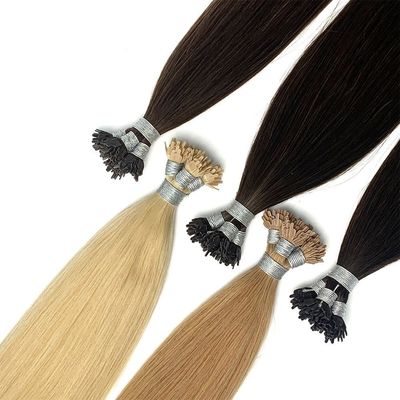 Dicke Enden Doppel gezogene Nagelhaut Jungfrauenhaar Vorgebunden Keratin Y Spitze menschliche Haarverlängerungen