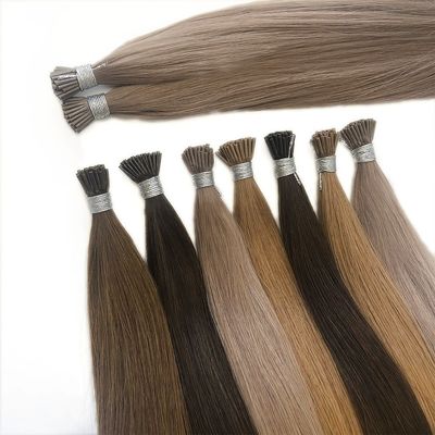 18 Zoll Mikrorangen Remy Kutikel ausgerichtet menschliches Haar vorgebunden U I Flat Nano Tip Extensions