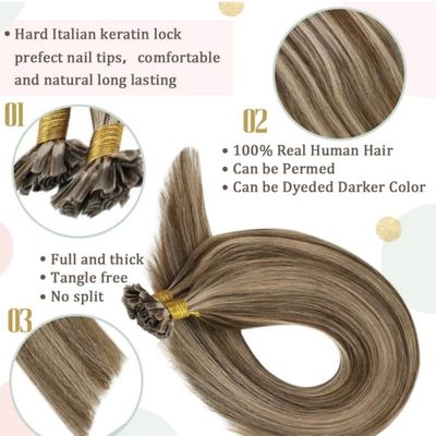 Everbeauting Top Grade Blonde Vorgebunden Keratin Haare Erweiterungen U / Nagel Spitze Remy Haar
