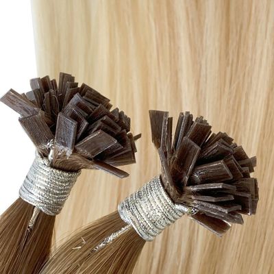 Flachspitze Keratin-Haarverlängerungen doppelt gezogen vorgebunden Blondfarbe Kutikel ausgerichtet