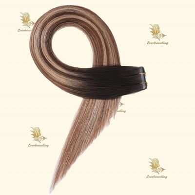 Natürliche Nagelhaut Balayage Farbe Unsichtbares Band Haare Erweiterung 7,5 * 70 cm Bruttogewicht