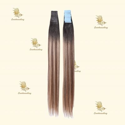 Natürliche Nagelhaut Balayage Farbe Unsichtbares Band Haare Erweiterung 7,5 * 70 cm Bruttogewicht
