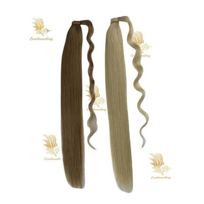 Gerade 20 Zoll Remy menschliches Haar Verlängerung Pferdeschwanz doppelt gezogen Blondine Umwickeln