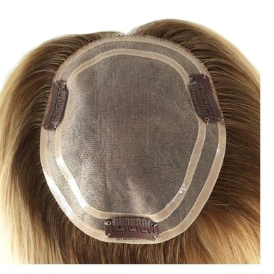 16 Zoll russisch-europäisches Haar Blond Highlight Frauen Mono Topper mit Anzahlung