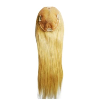 Mono Base PU European Human Hair Topper 5.5X6 Gerade Blonde Haare Toupee mit Klemm 16 &quot;für Frauen