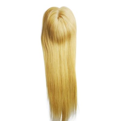 Mono Base PU European Human Hair Topper 5.5X6 Gerade Blonde Haare Toupee mit Klemm 16 &quot;für Frauen