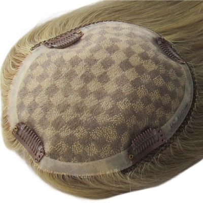 Perfekt für Frauen Mono Spitze Basis Frisur 13 * 17 Cm Highlight Braun menschliches Haar Toppers