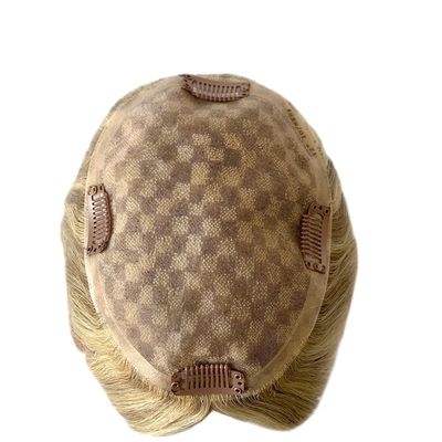 Perfekt für Frauen Mono Spitze Basis Frisur 13 * 17 Cm Highlight Braun menschliches Haar Toppers