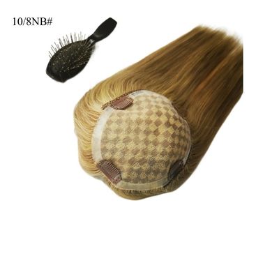 Perfekt für Frauen Mono Spitze Basis Frisur 13 * 17 Cm Highlight Braun menschliches Haar Toppers